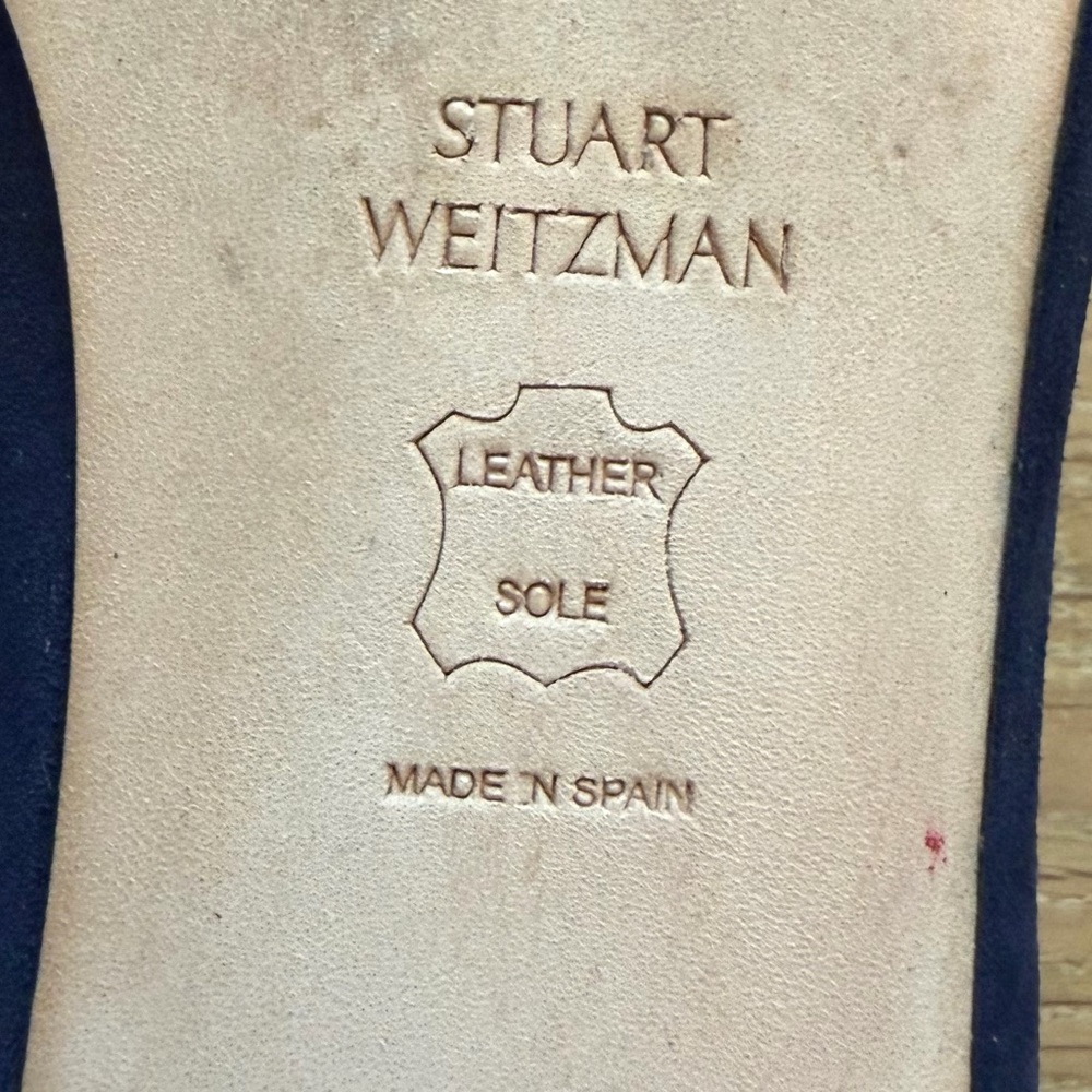 Stuart Weitzman Chic 6M Blue Suede Ballet Flats - Picture 7 of 8